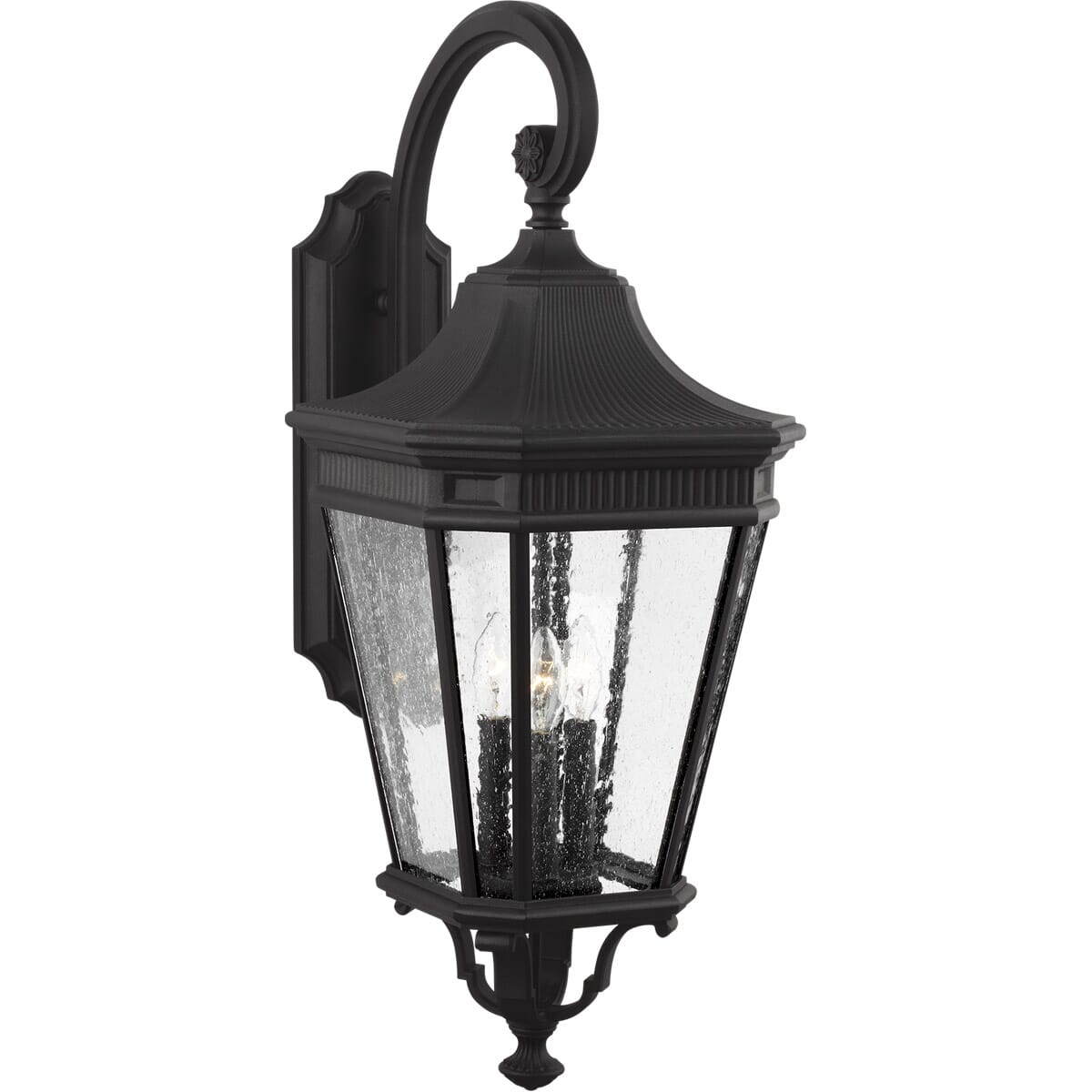 Feiss Cotswold Lane 30" 3-Light Outdoor Wall Lantern in Black