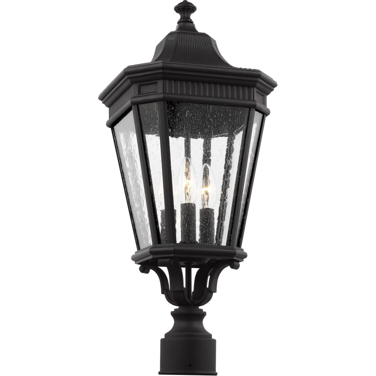 Feiss Cotswold Lane 22.5" 3-Light Outdoor Post Lantern in Black