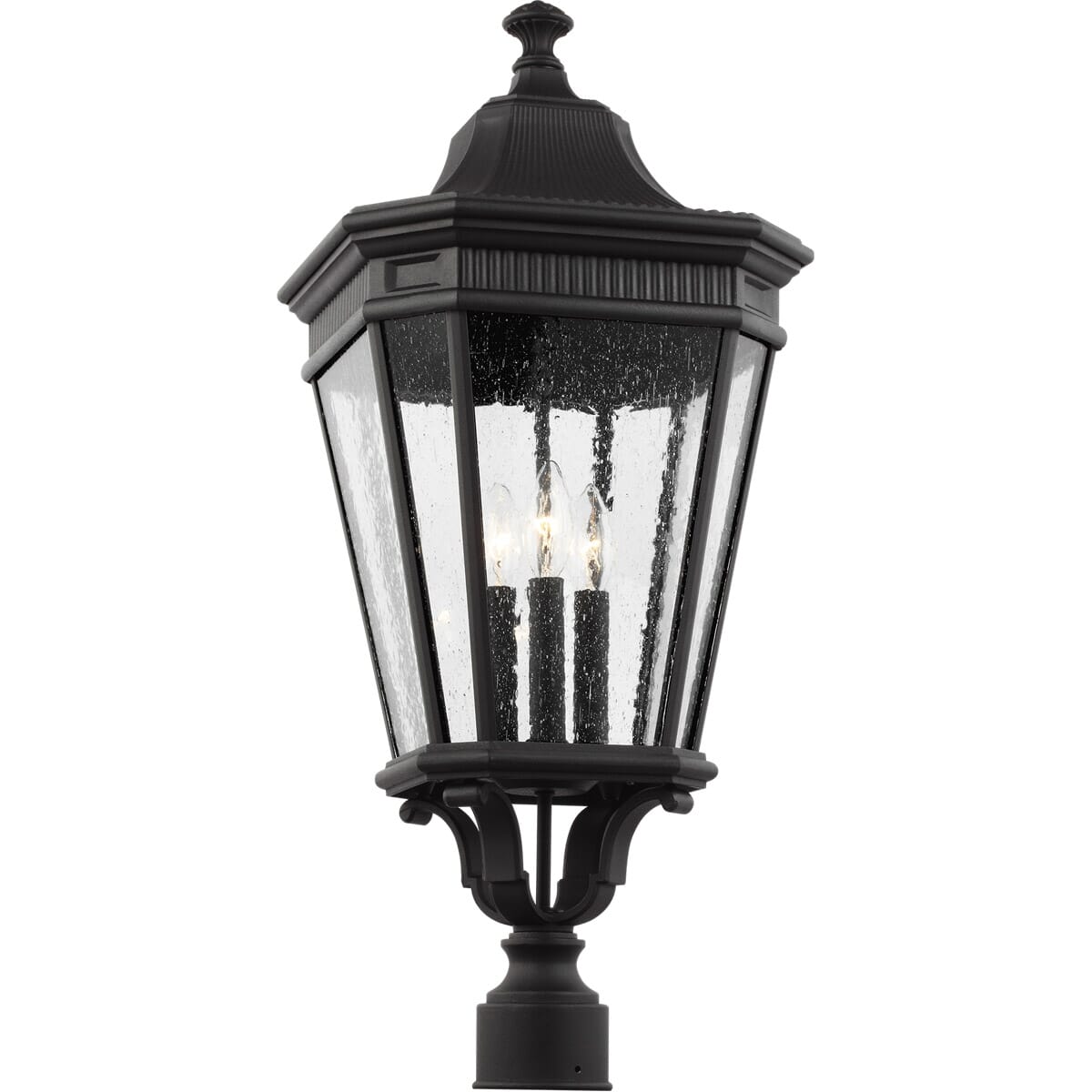 Feiss Cotswold Lane 27.5" 3-Light Outdoor Post Lantern in Black