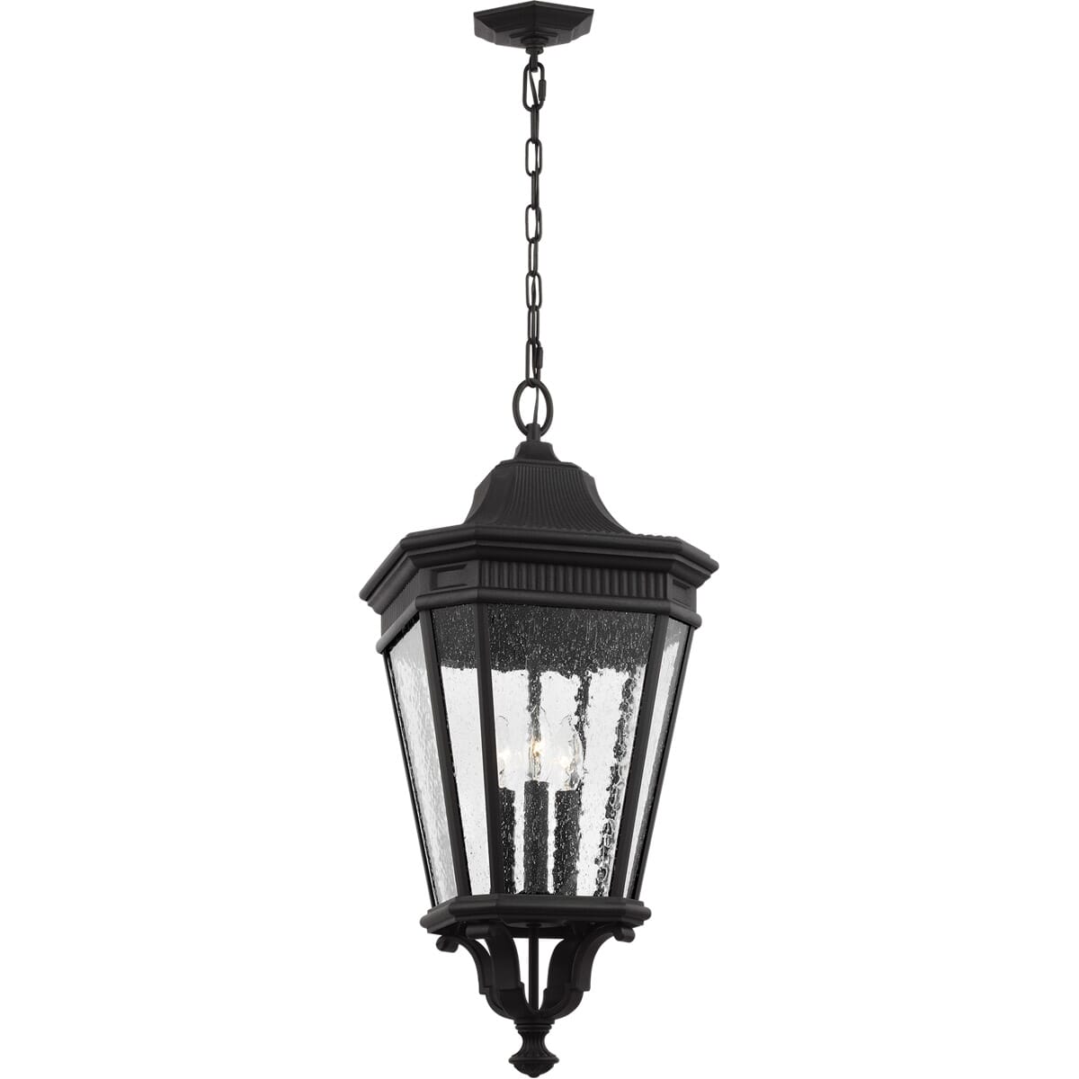 Feiss Cotswold Lane 12" 3-Light Outdoor Hanging Lantern in Black