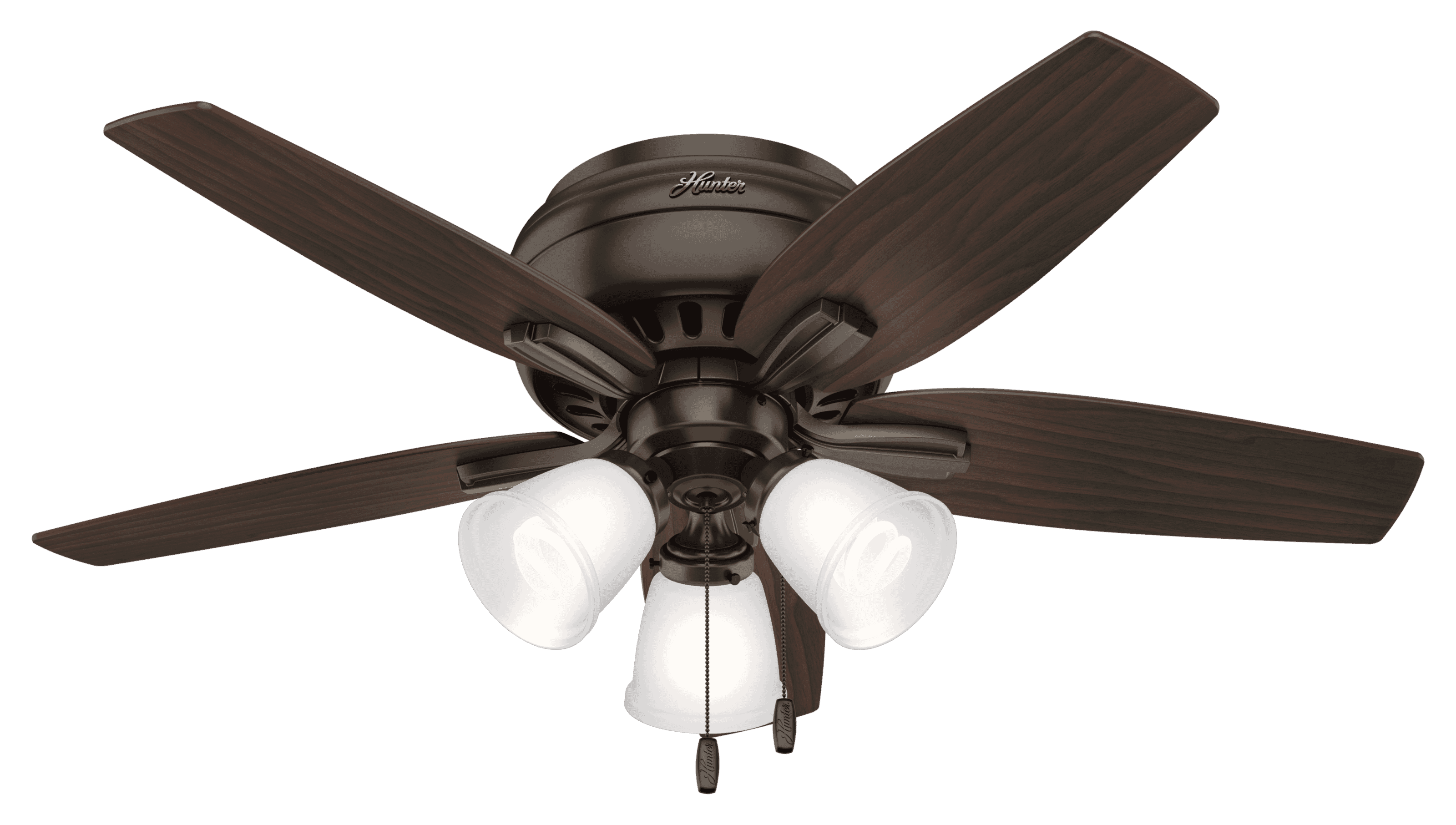 Hunter Newsome Low Profile 3-Light 42" Indoor Ceiling Fan in Premier Bronze