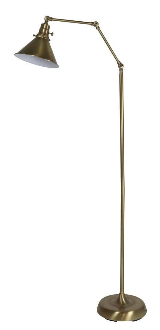 House of Troy Otis 67" Metal Shade Industrial Floor Lamp in Antique Brass