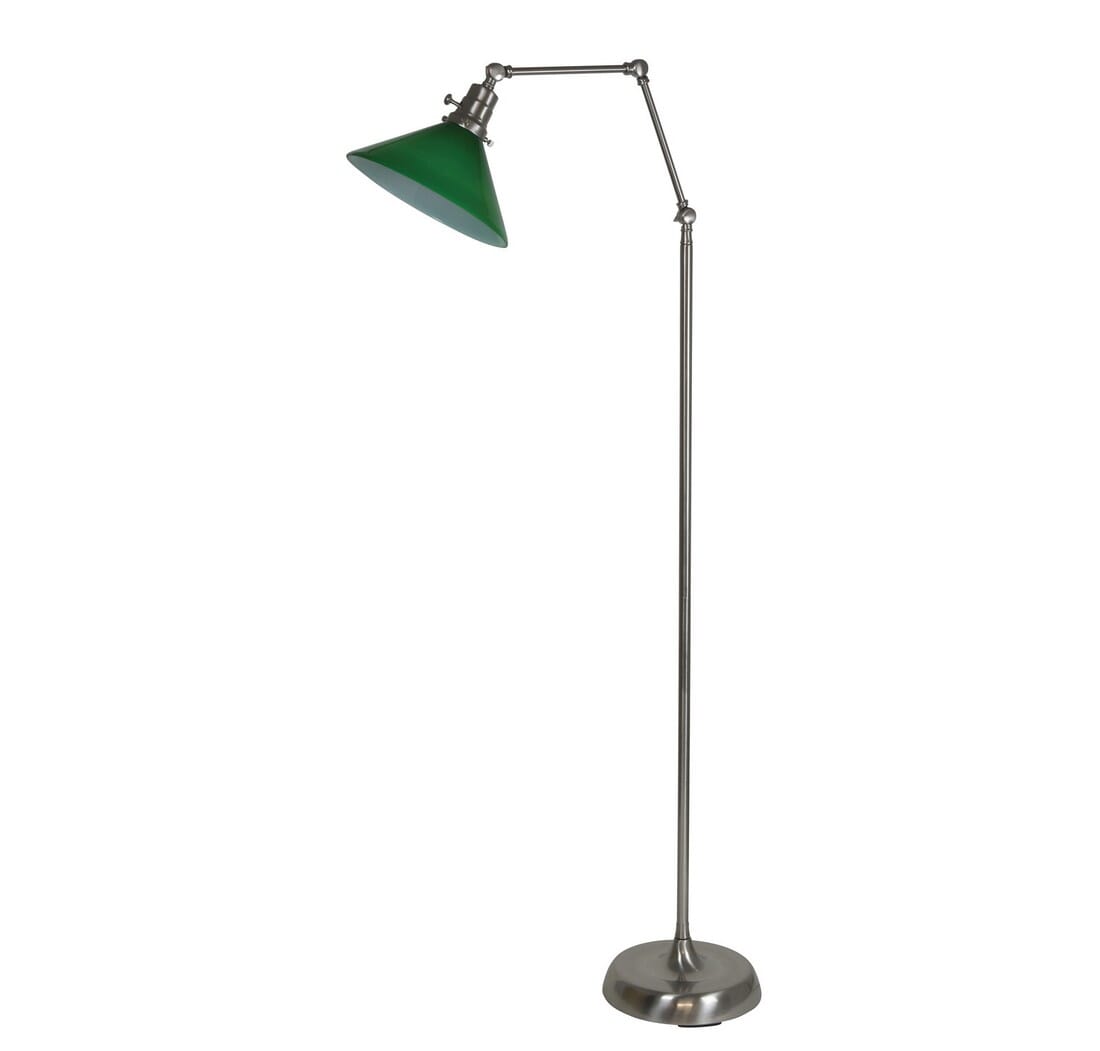 House of Troy Otis 67" Green Shade Industrial Floor Lamp in Satin Nickel