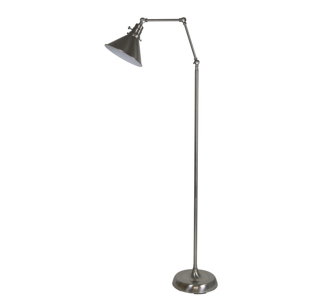 House of Troy Otis 67" Metal Shade Industrial Floor Lamp in Satin Nickel