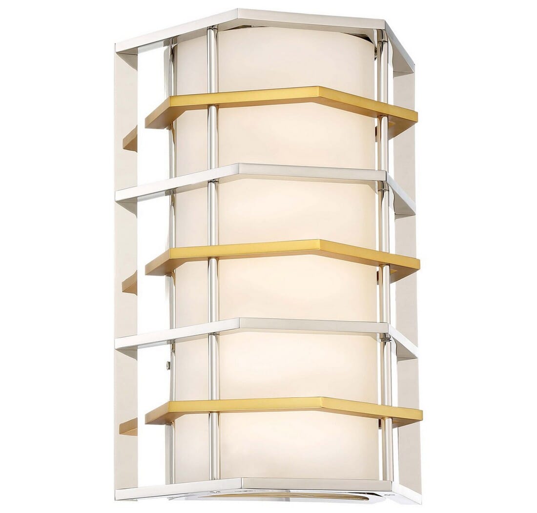 George Kovacs Levels 13" Wall Sconce in Polished Nickel with Honey Gold