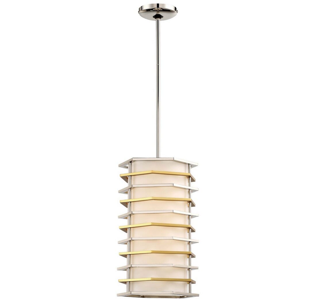 George Kovacs Levels 10" Pendant Light in Polished Nickel with Honey Gold