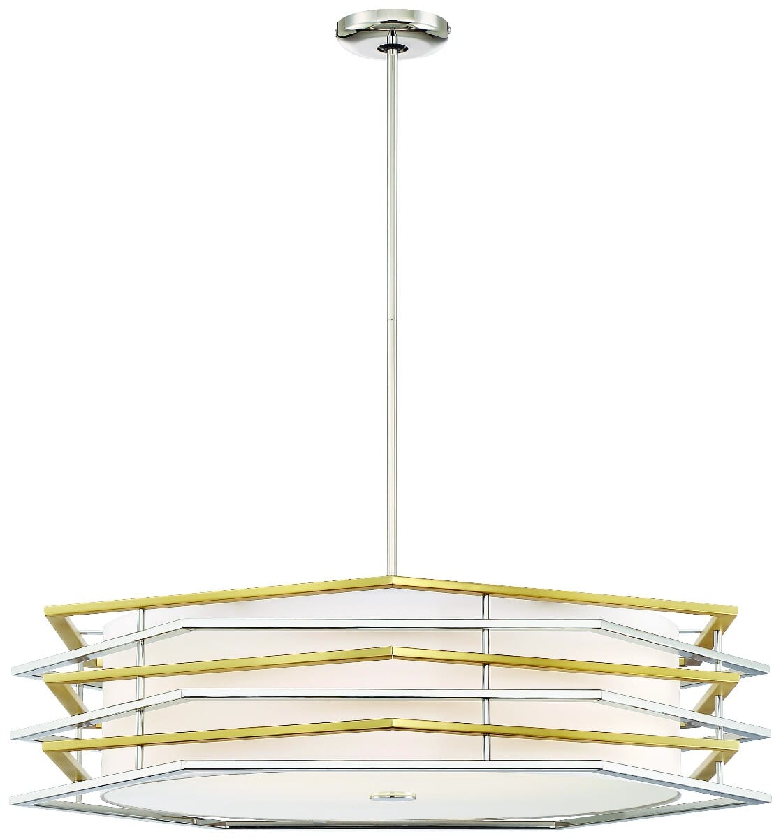 George Kovacs Levels 32" Pendant Light in Polished Nickel with Honey Gold