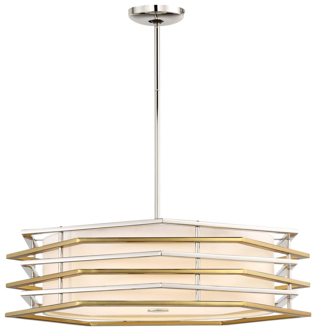 George Kovacs Levels 26" Pendant Light in Polished Nickel with Honey Gold