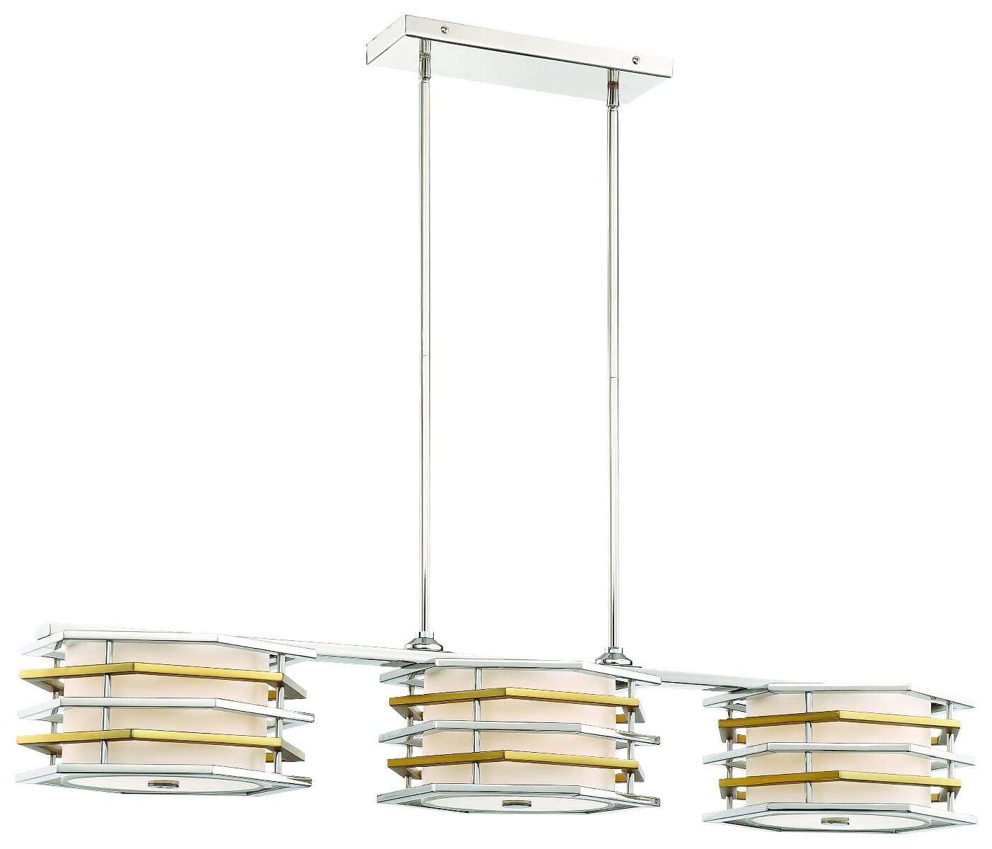 George Kovacs Levels 3-Light 12" Pendant Light in Polished Nickel with Honey Gold