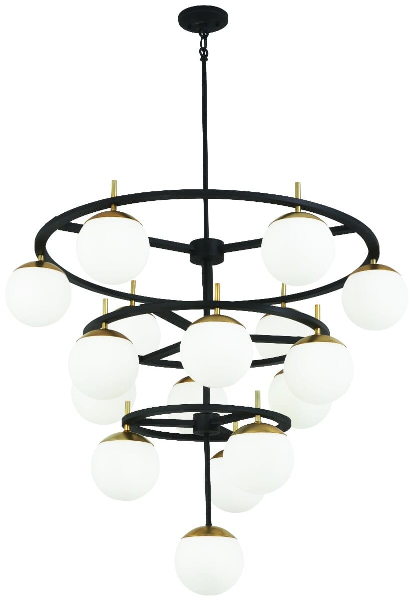 George Kovacs Alluria 16-Light 36" Transitional Chandelier in Weathered Black with Autumn Gold