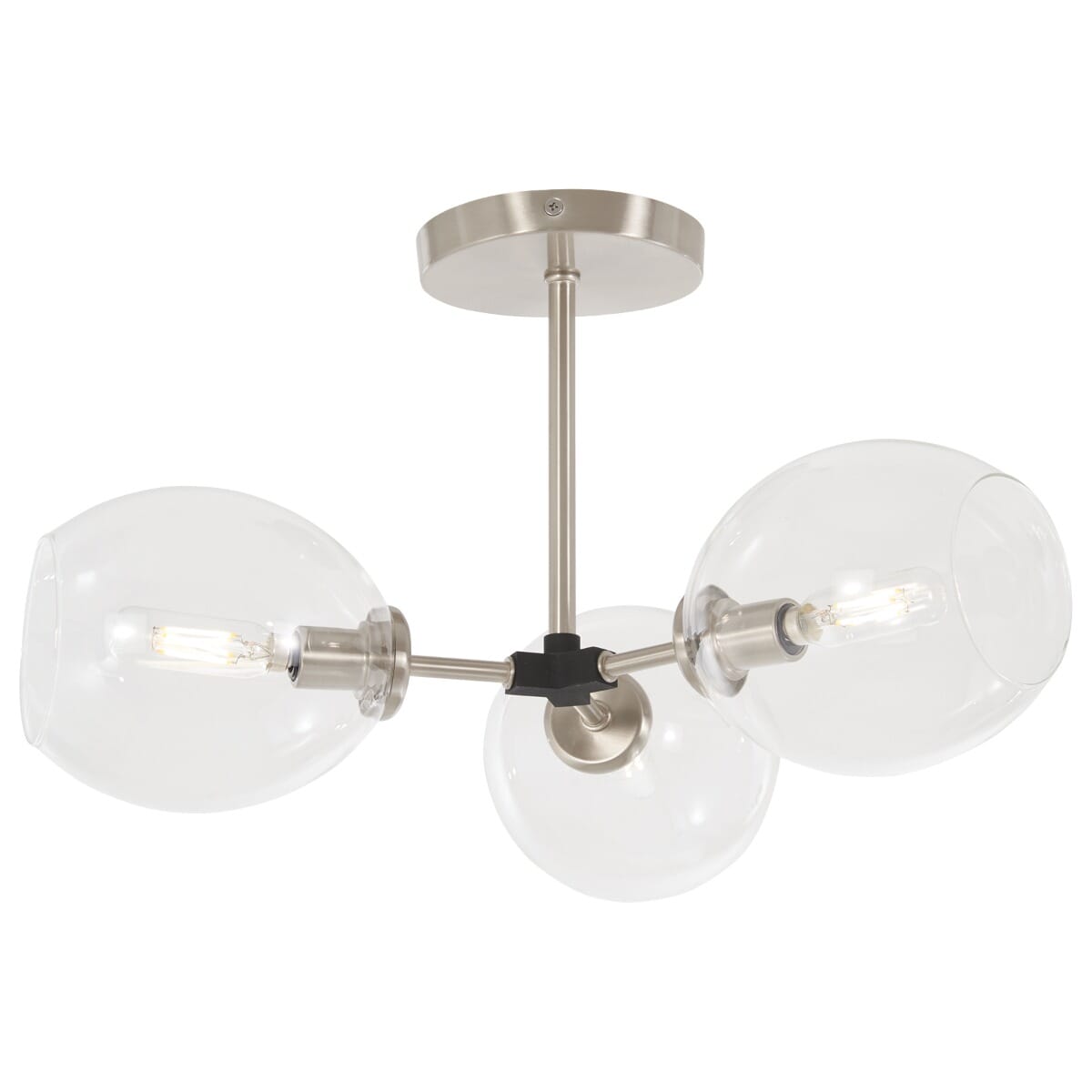 George Kovacs Nexpo 3-Light 19" Ceiling Light in Brushed Nickel with Black Accents