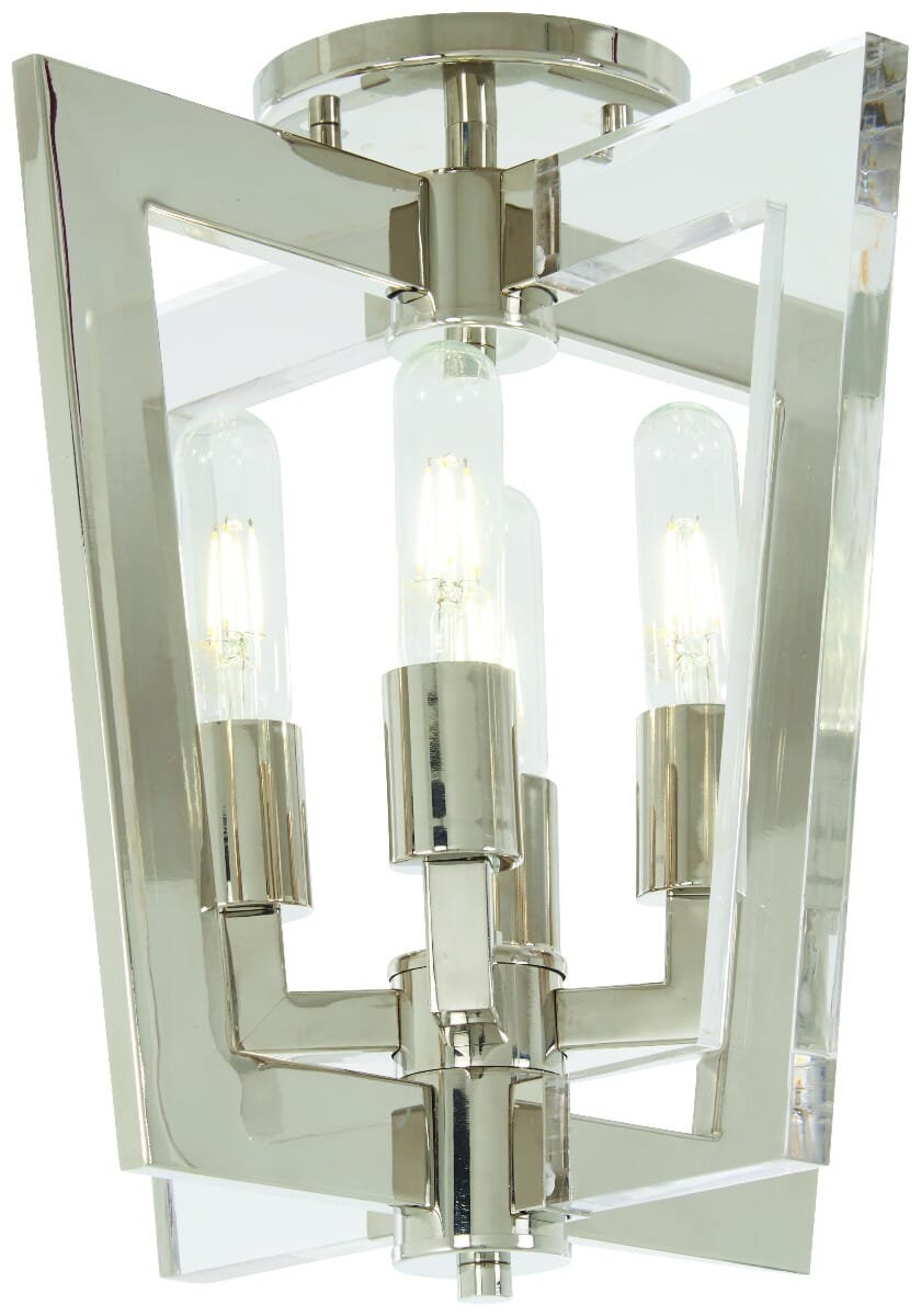 George Kovacs Crystal Chrome 4-Light 14" Ceiling Light in Polished Nickel