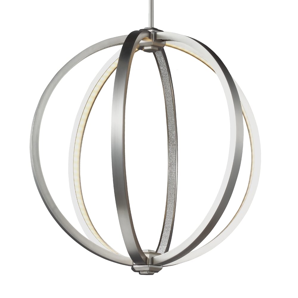 Feiss Khloe 20" LED Globe Pendant in Satin Nickel