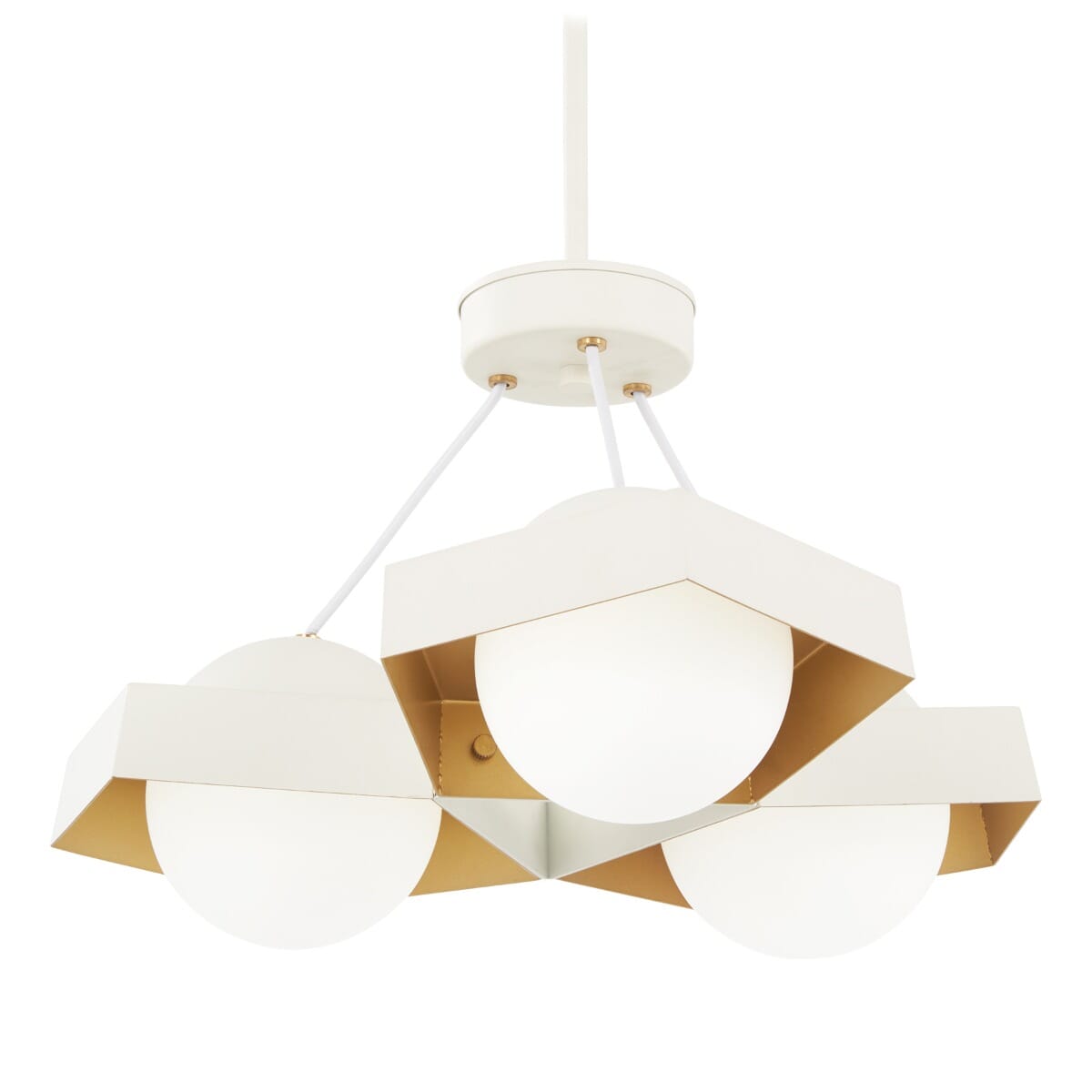 George Kovacs Five-O 3-Light 23" Pendant Light in Textured White with Gold Leaf