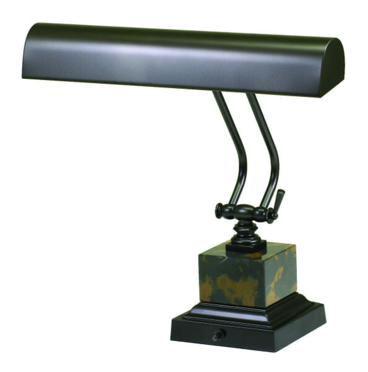 House of Troy 14" Mahogany Bronze/Black and Tan Marble Piano DeskLamp