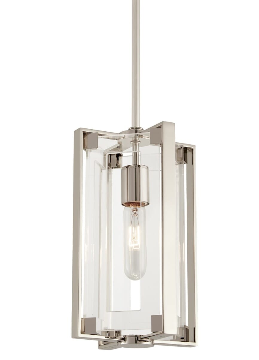 George Kovacs Crystal Clear 12" Pendant Light in Polished Nickel