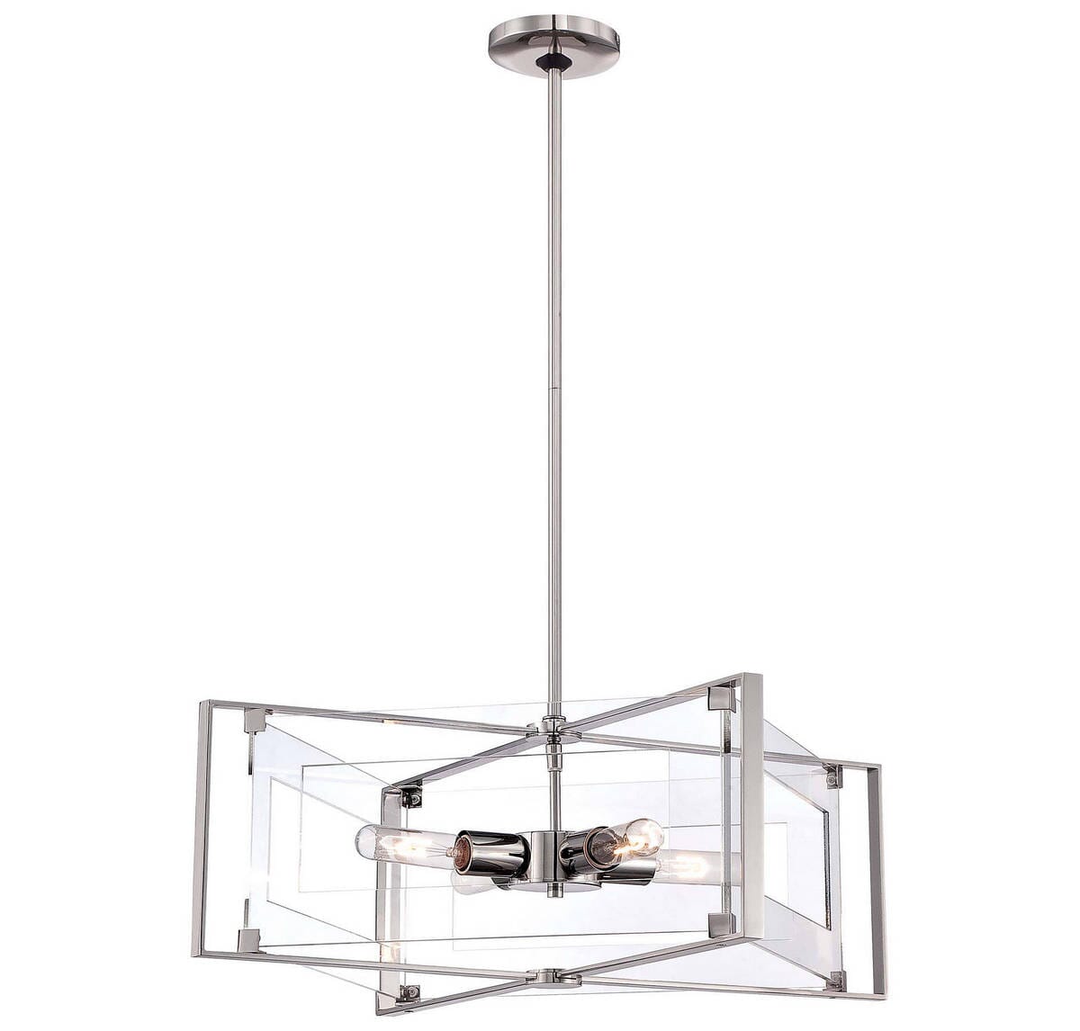 George Kovacs Crystal Clear 4-Light 20" Pendant Light in Polished Nickel