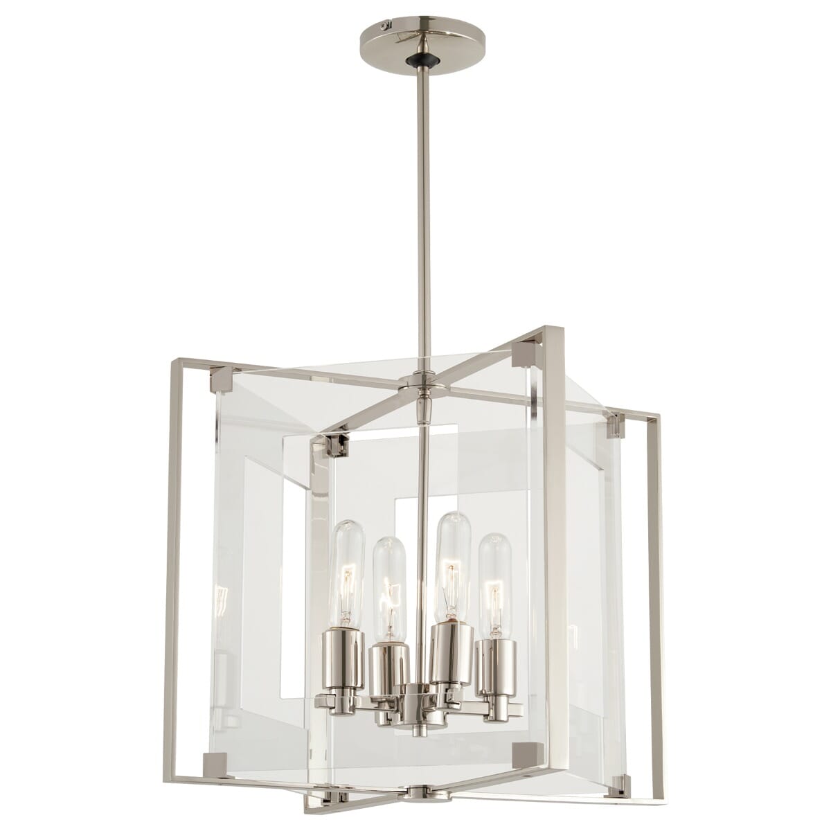 George Kovacs Crystal Clear 4-Light 15" Pendant Light in Polished Nickel