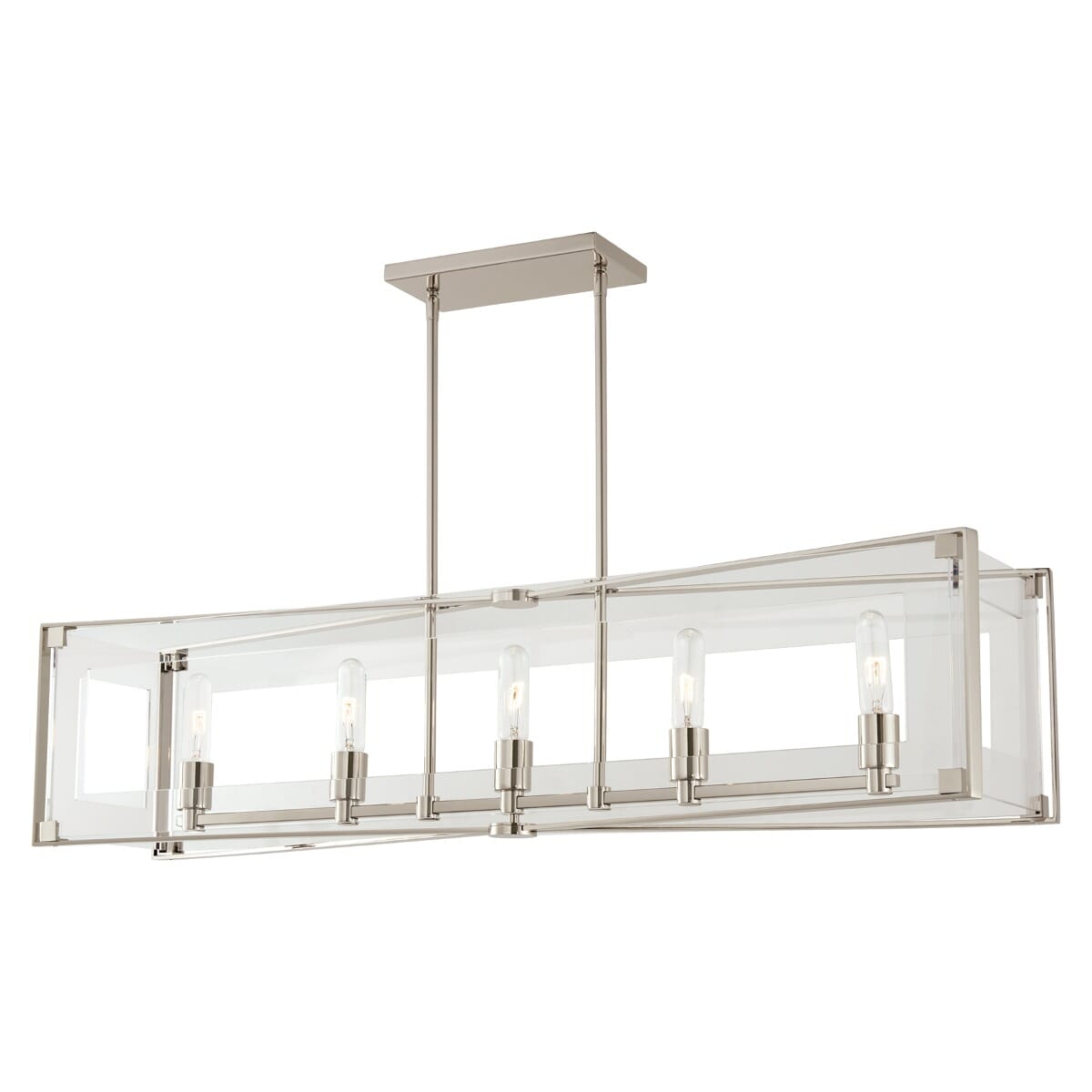 George Kovacs Crystal Clear 10" Linear Pendant Light in Polished Nickel