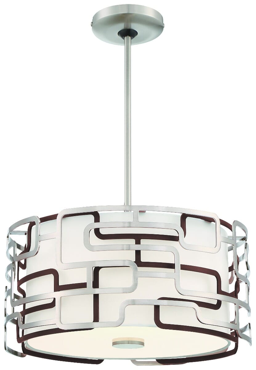 George Kovacs Alecia's Tiers 15" Pendant Light in Brushed Nickel & Bronze Patina