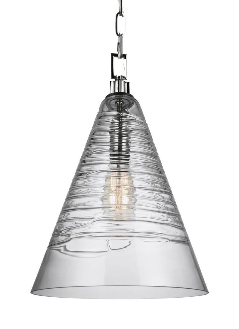 Feiss Elmore 11.75" Clear Glass Pendant in Chrome