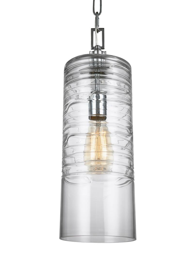 Feiss Elmore 6" Clear Glass Pendant in Chrome