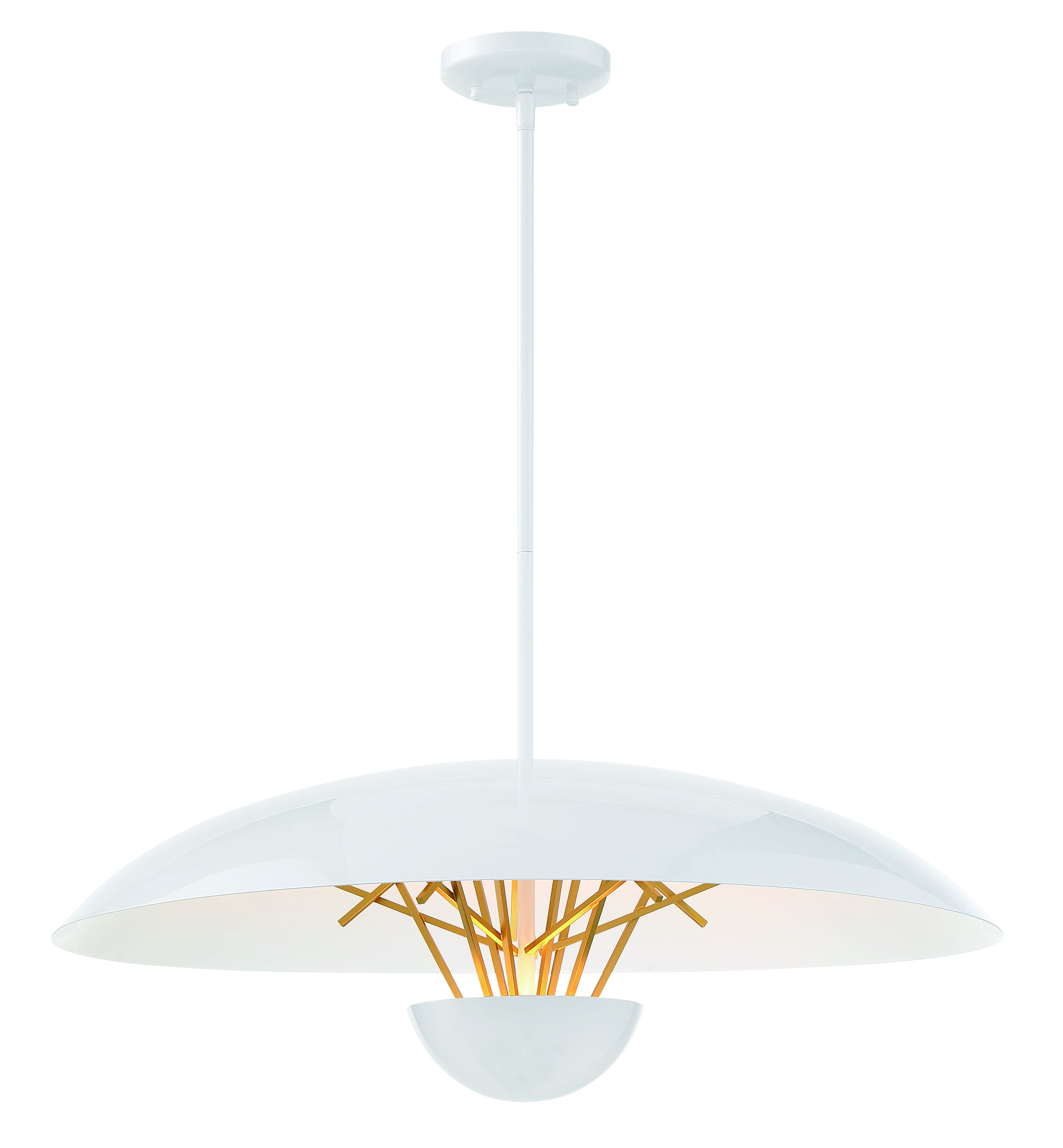 George Kovacs Sun Core 26" Pendant Light in Sand White with Honey Gold Accents