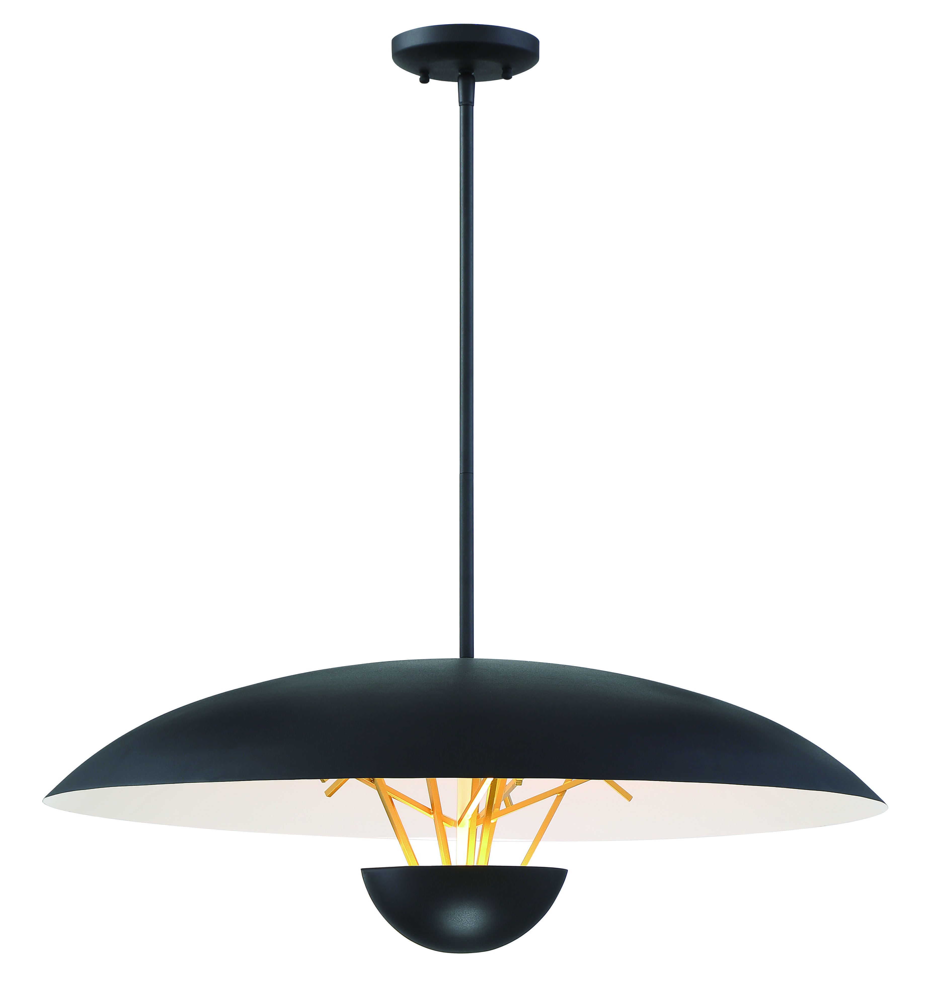 George Kovacs Sun Core 26" Pendant Light in Sand Black with Honey Gold Accents