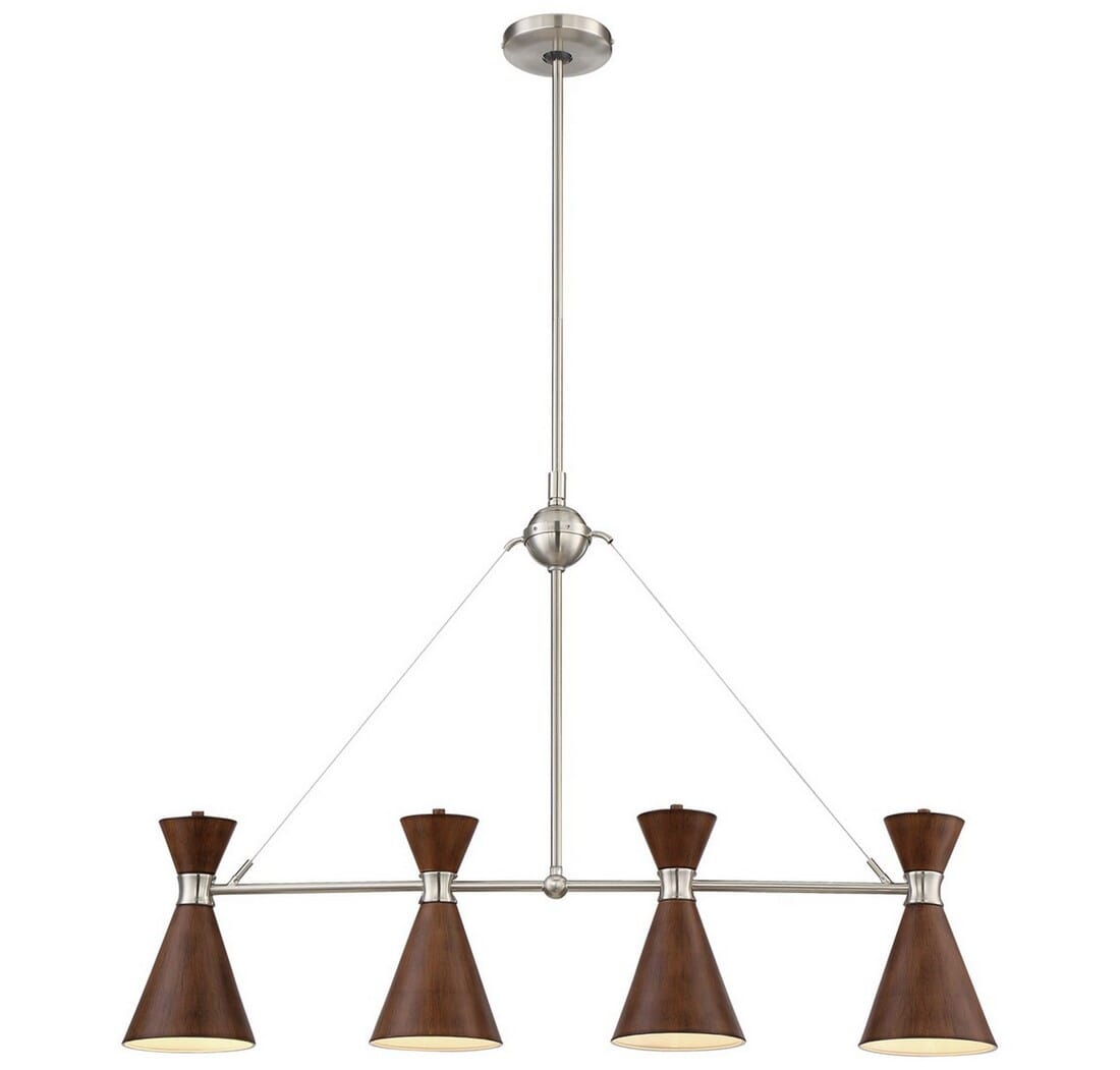 George Kovacs Conic 4-Light Linear Pendant Light in Distressed Koa