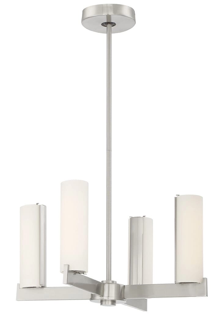 George Kovacs Tube 4-Light 18" LED Chandelier in Brushed Nickel