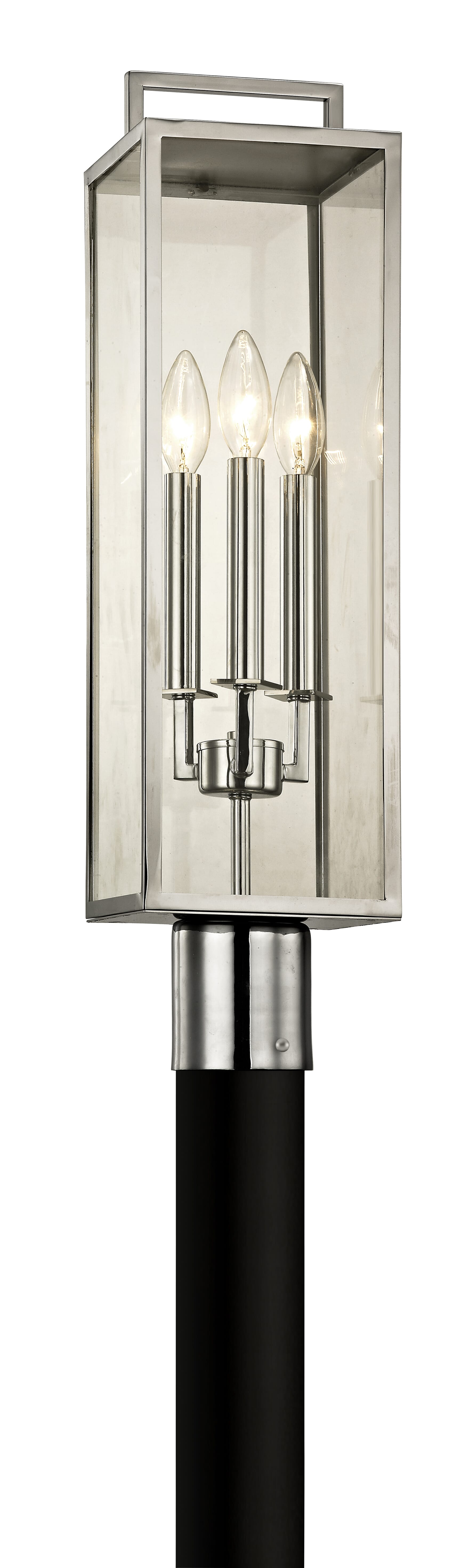 Troy Beckham 3-Light 24" Outdoor Post Light in Polished Satinless