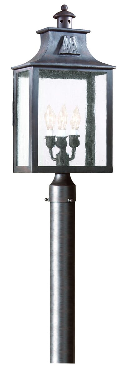 Troy Newton 3-Light 23" Outdoor Post Light in Old Bronze