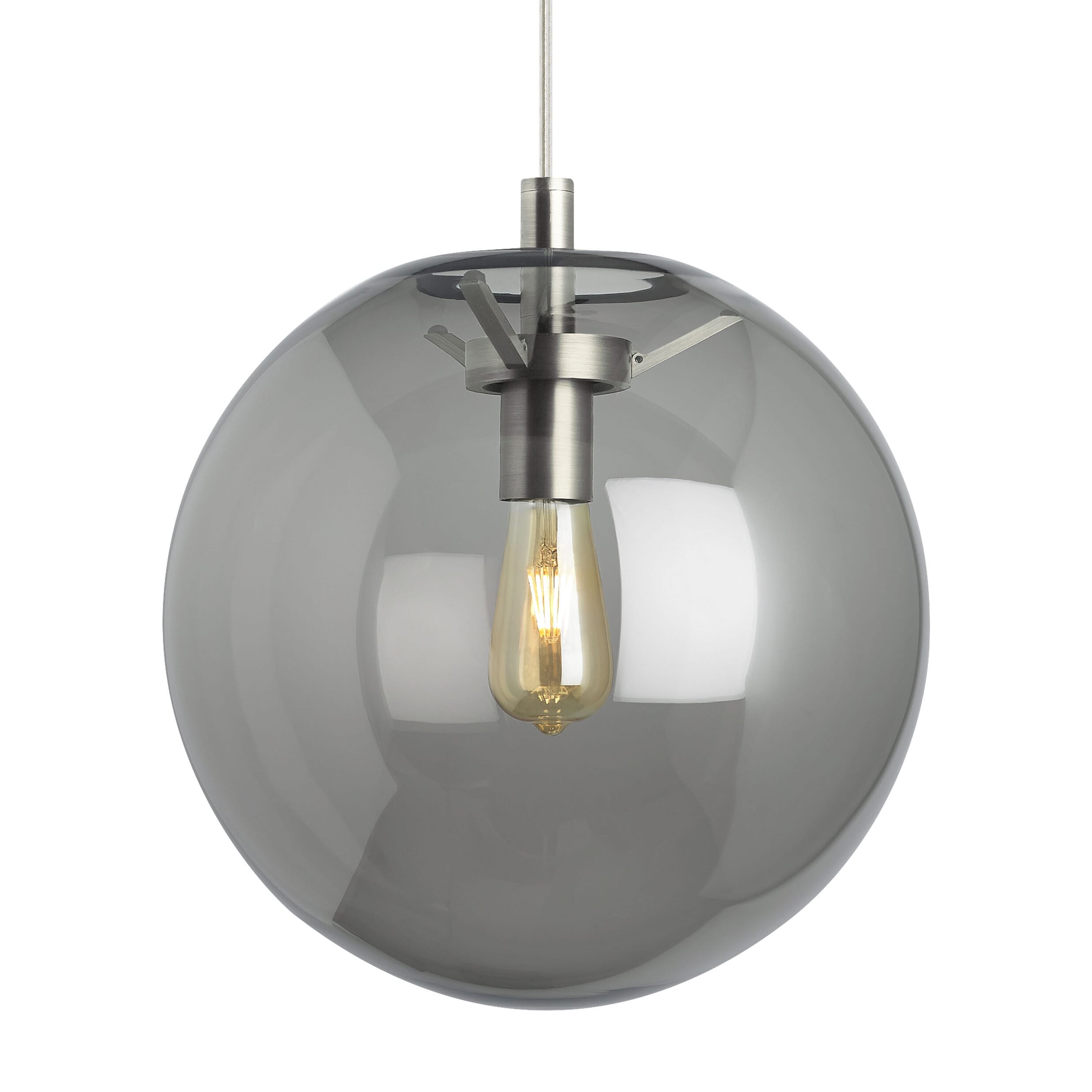 Tech Palona 14" Pendant Light in Satin Nickel and Smoke