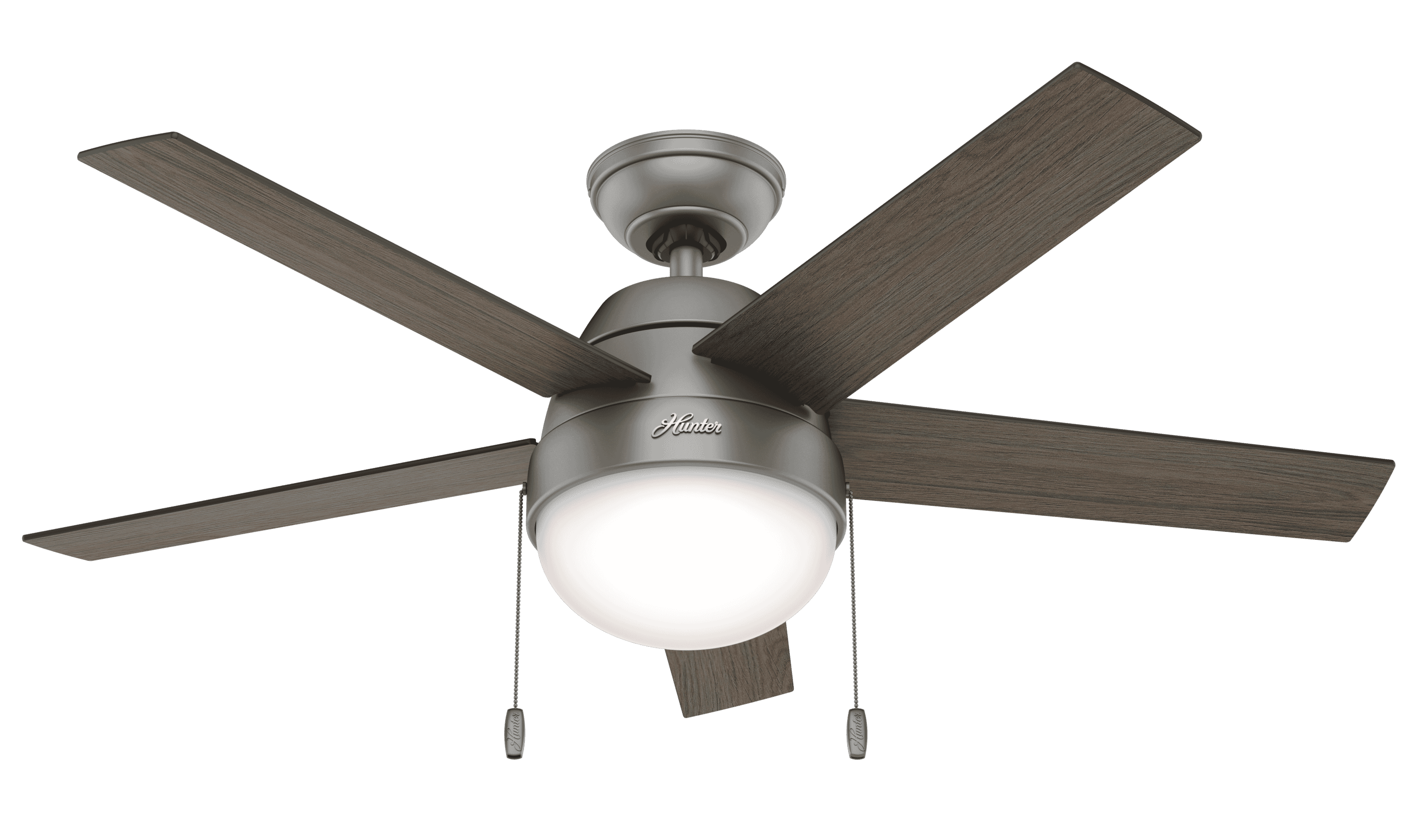 Hunter Anslee 2-Light 46" Indoor Ceiling Fan in Matte Silver