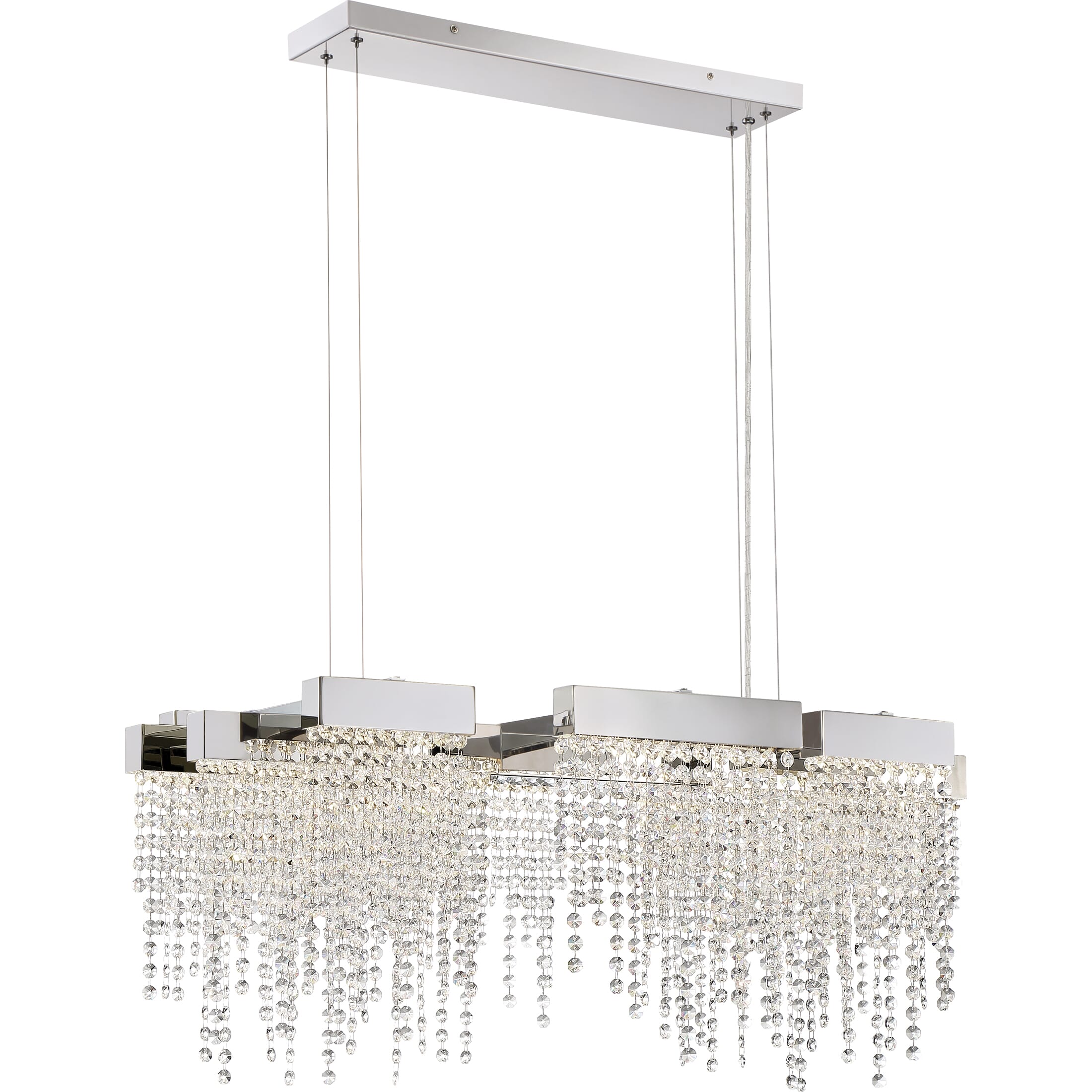 Quoizel Crystal Falls 34" Kitchen Island Light in Polished Nickel