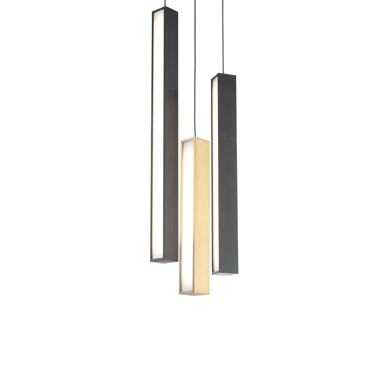 Modern Forms Chaos 3-Light Chandelier in Black and Aged Brass and Black