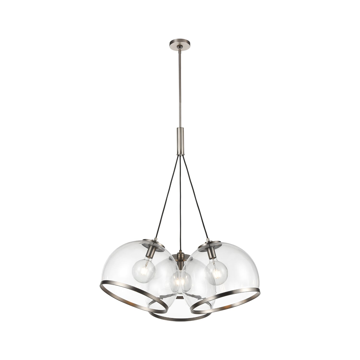 Alora Coast 3-Light Pendant Light in Aged Nickel And Clear Glass