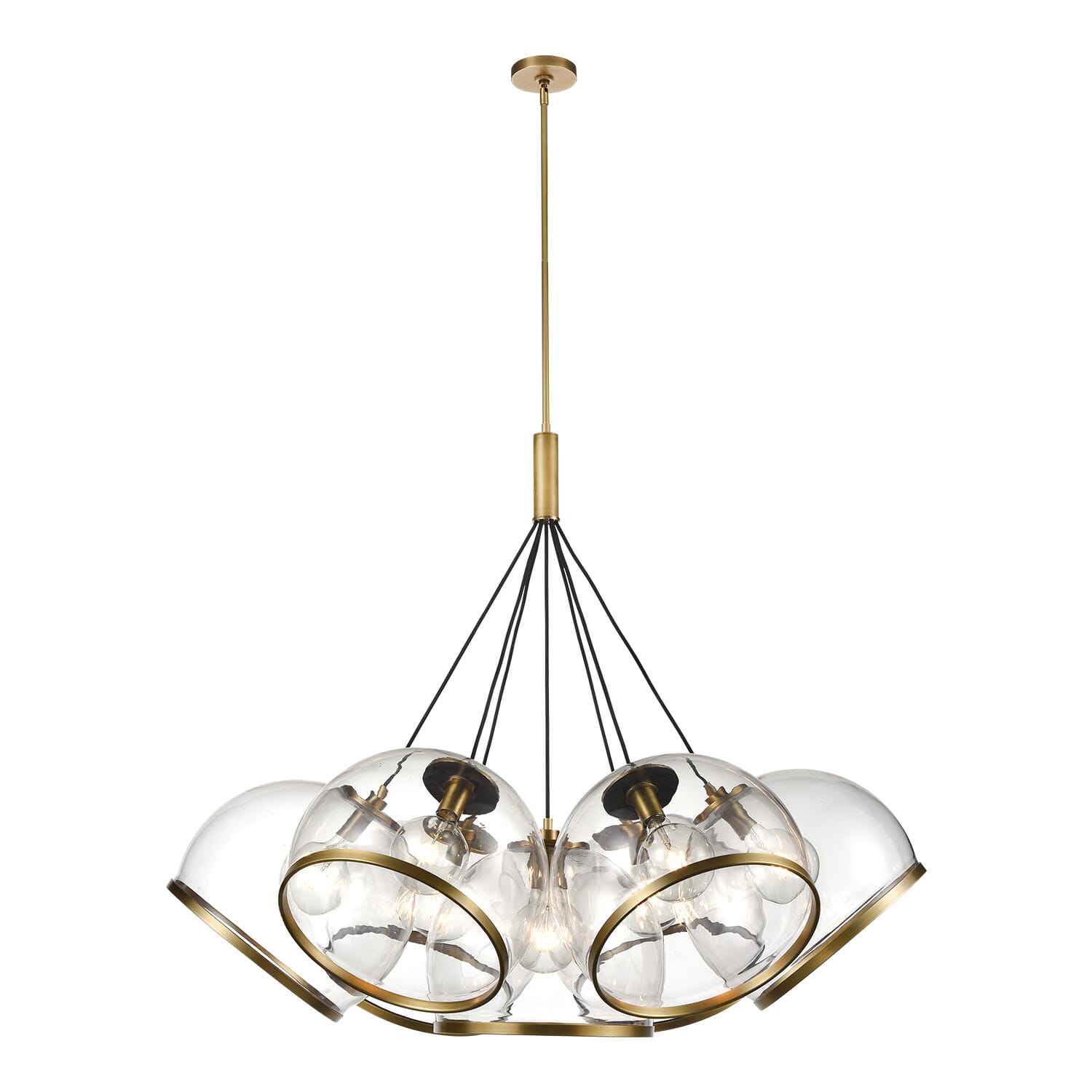 Alora Coast 7-Light Pendant Light in Vintage Brass And Clear Glass