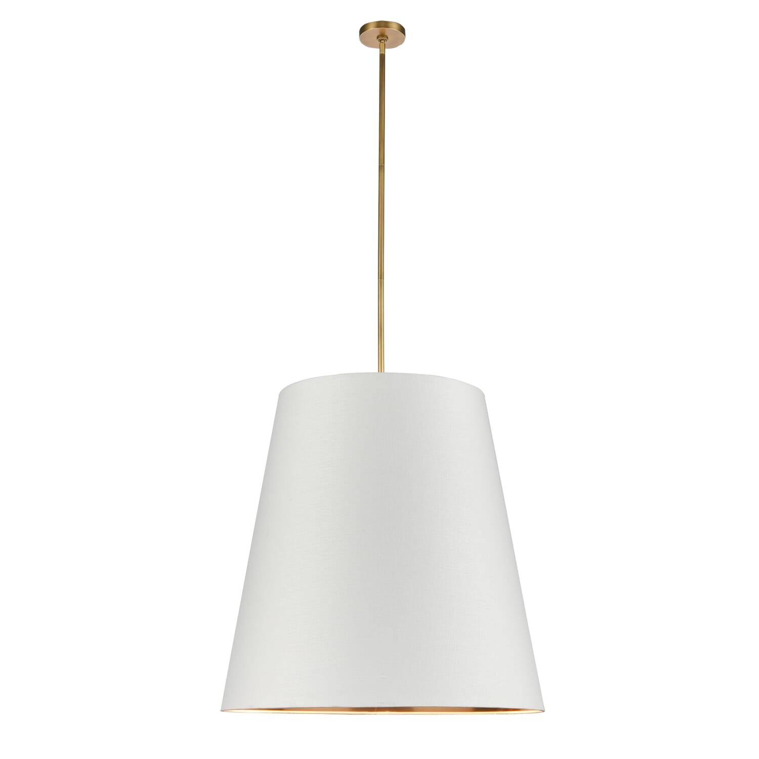 Alora Calor 3-Light Pendant Light in Vintage Brass With White Linen And Gold Parchment Shade