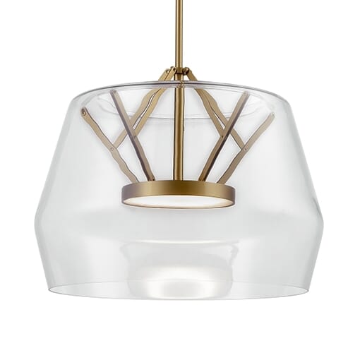 Kuzco Deco LED Pendant Light in Clear With Brass