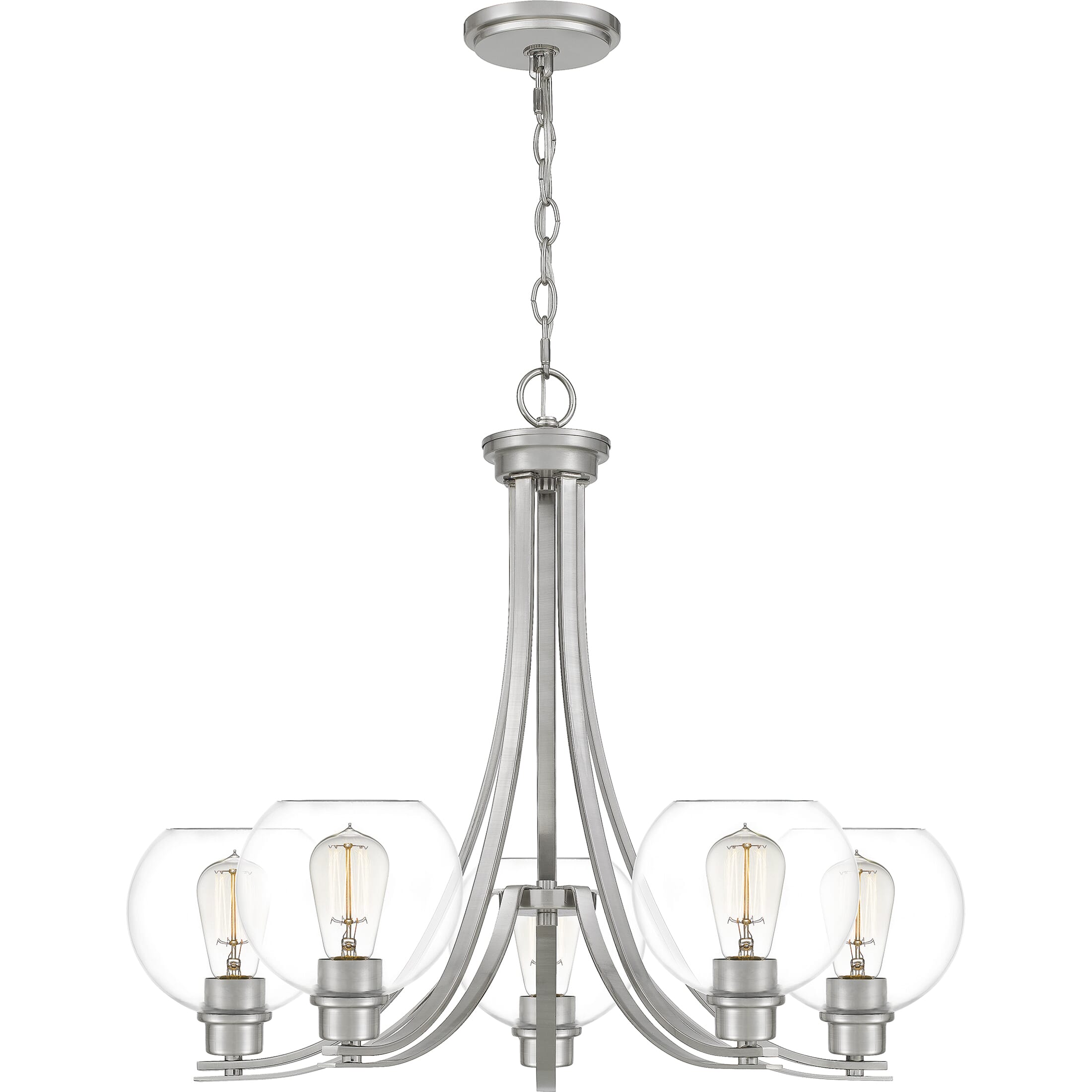 Quoizel Pruitt 5-Light 22" Transitional Chandelier in Brushed Nickel