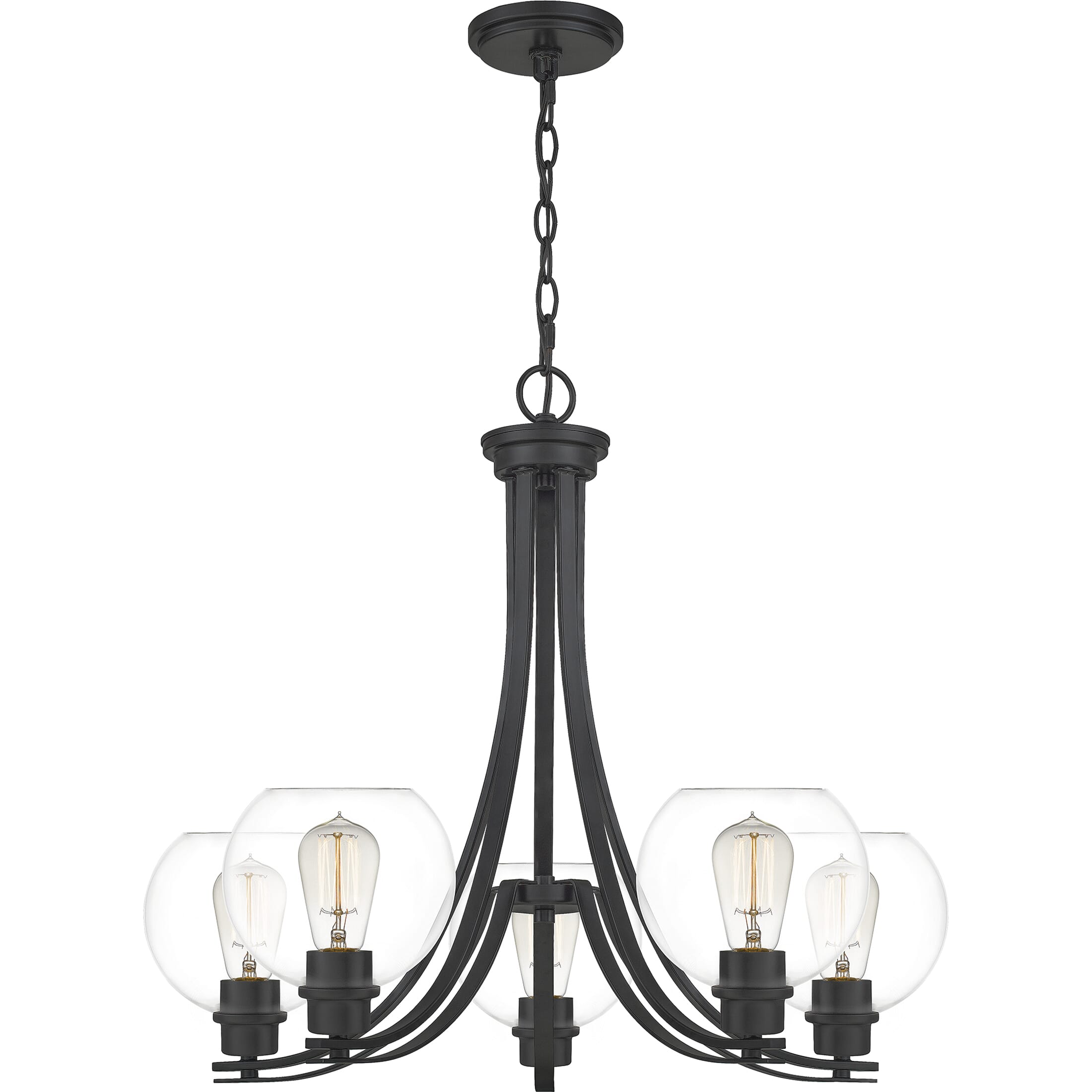 Quoizel Pruitt 5-Light 22" Transitional Chandelier in Matte Black