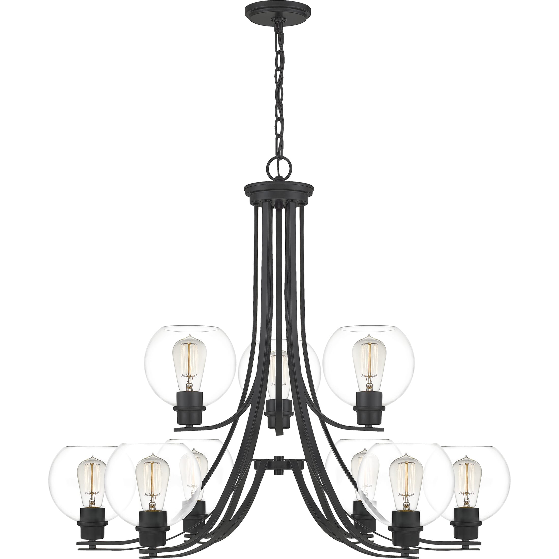 Quoizel Pruitt 9-Light 29" Transitional Chandelier in Matte Black