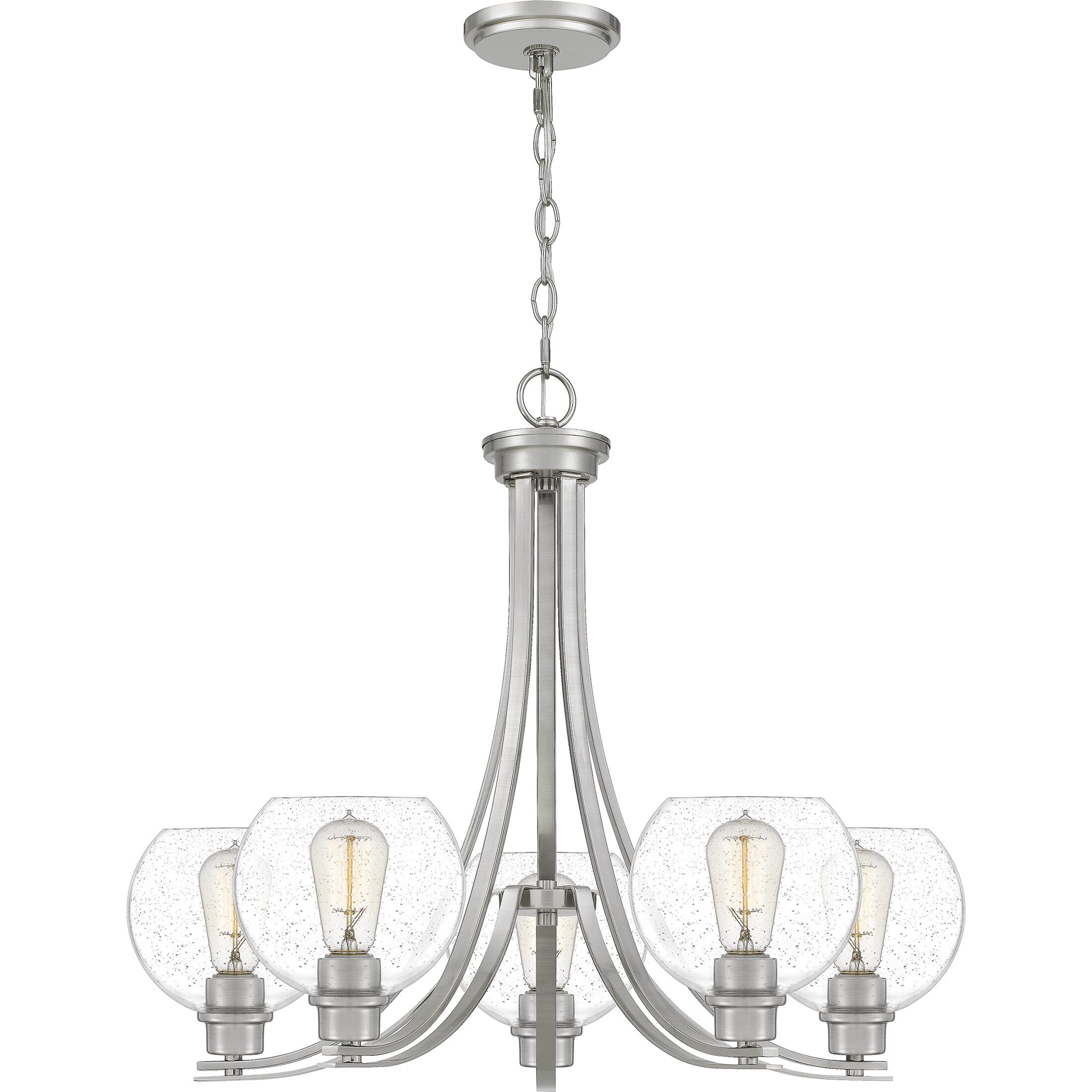 Quoizel Pruitt 5-Light 22" Transitional Chandelier in Brushed Nickel