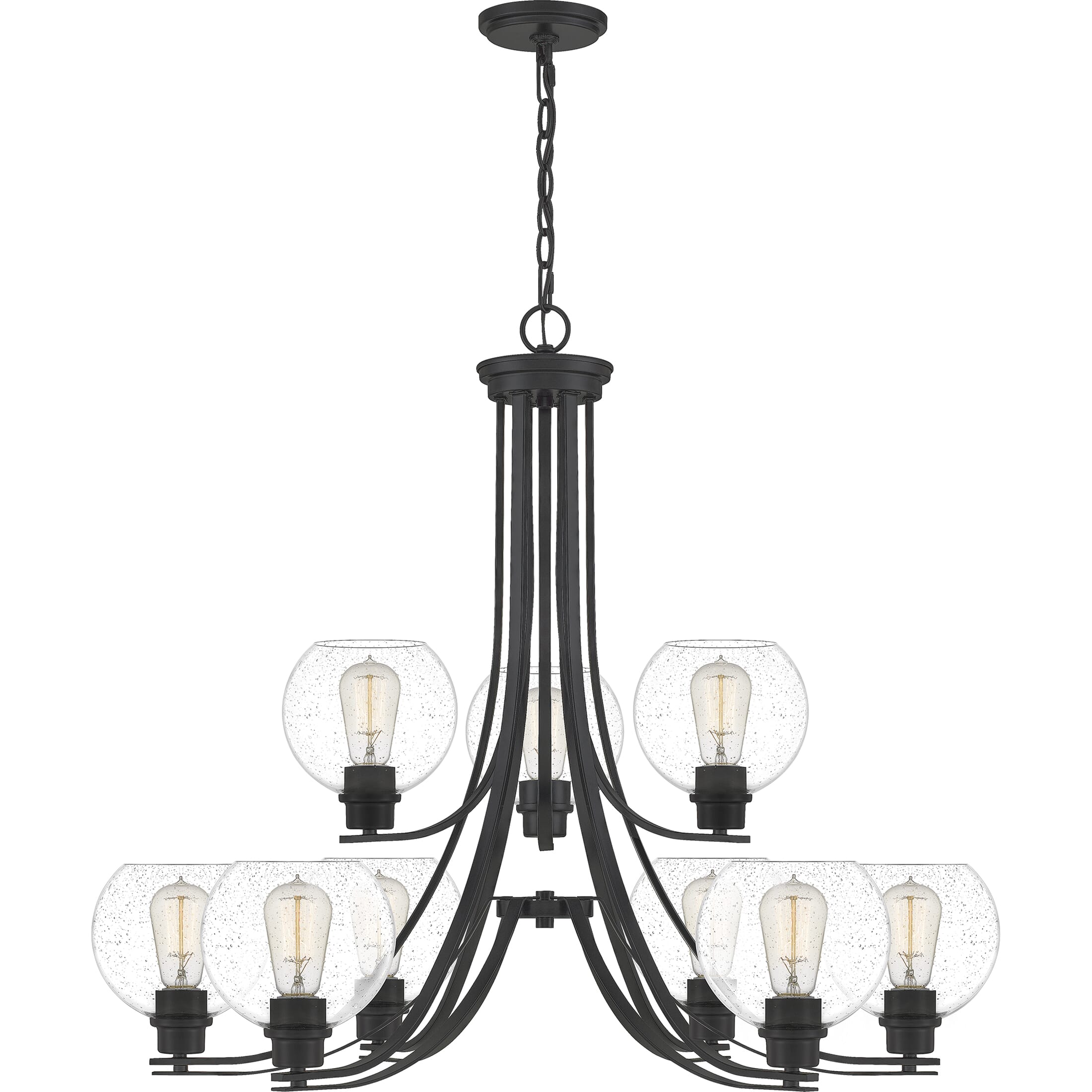 Quoizel Pruitt 9-Light 29" Transitional Chandelier in Matte Black