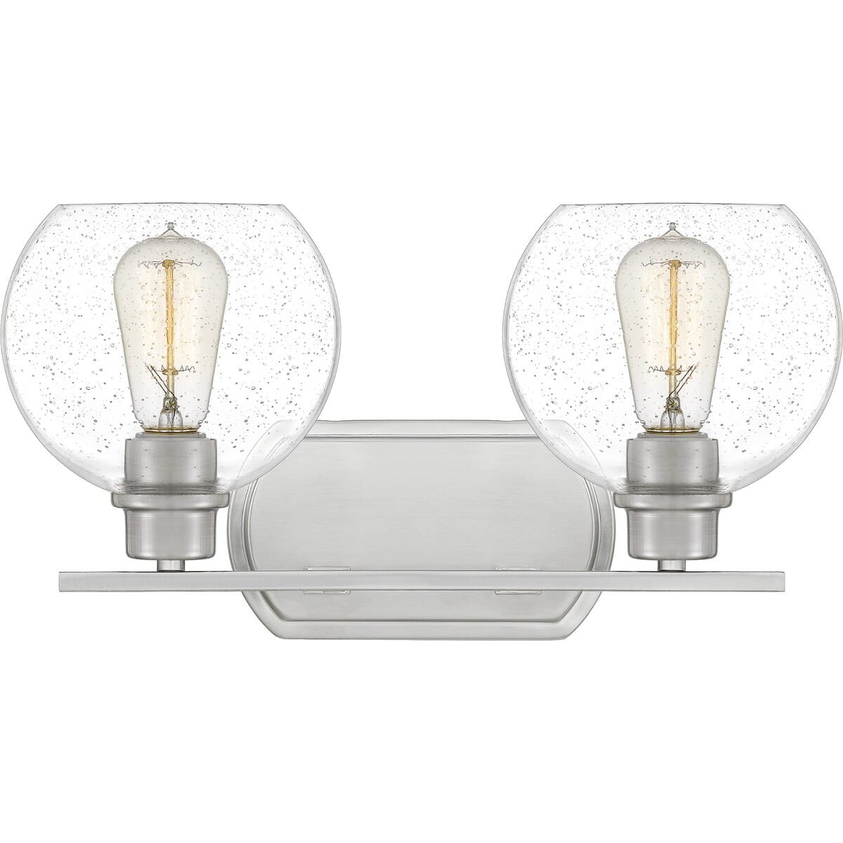 Quoizel Pruitt 2-Light 17" Bathroom Vanity Light in Brushed Nickel