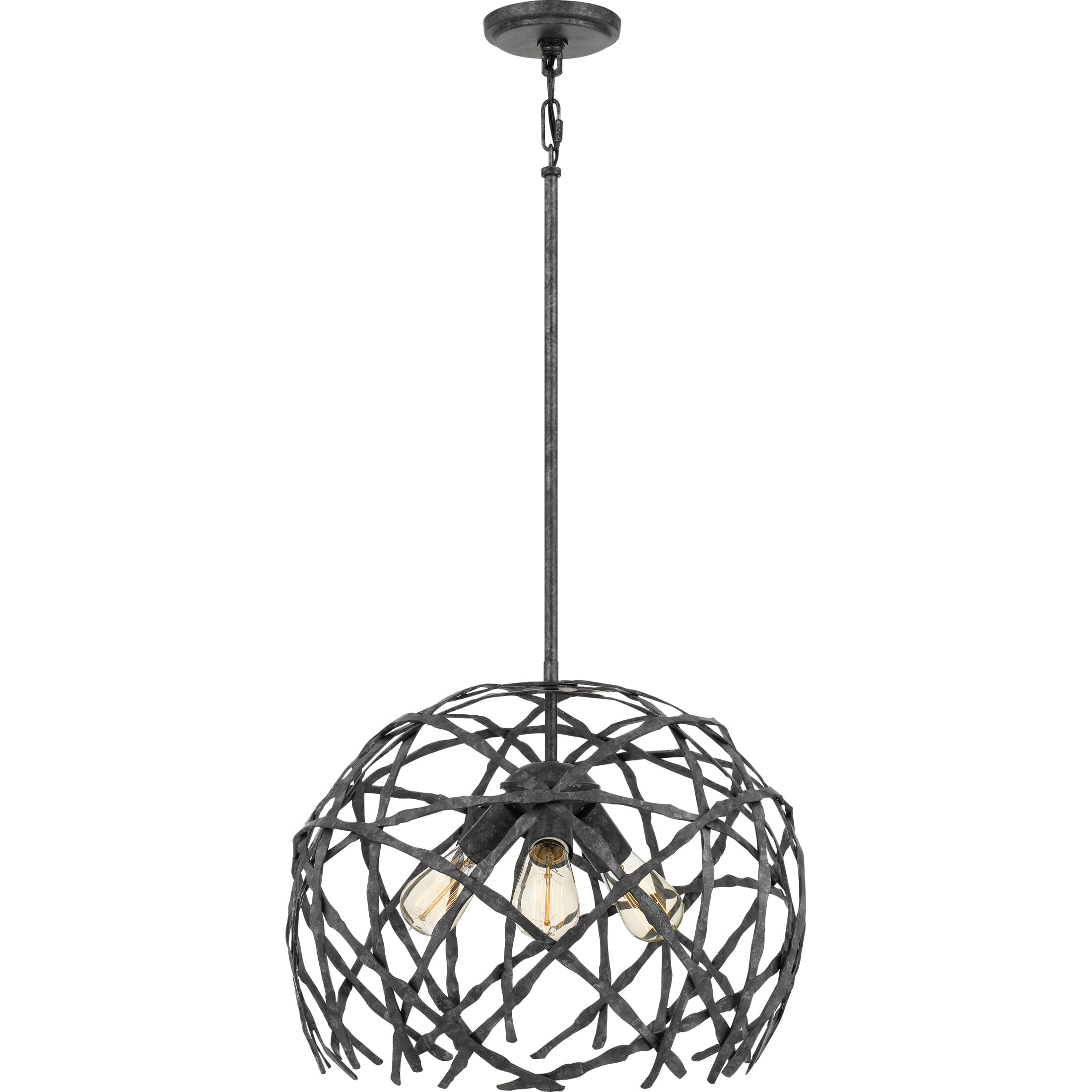 Quoizel Pantheon 3-Light 18" Pendant Light in Old Black Finish