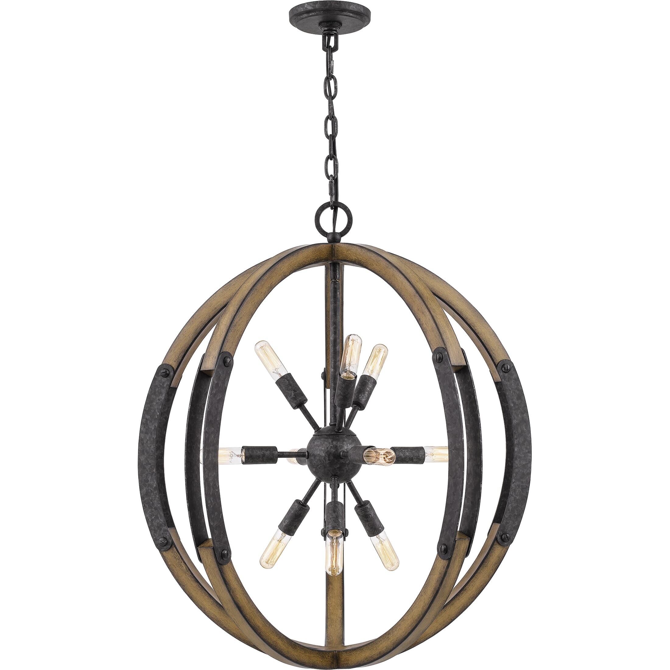 Quoizel Babaton 10-Light 26" Pendant Light in Old Black Finish