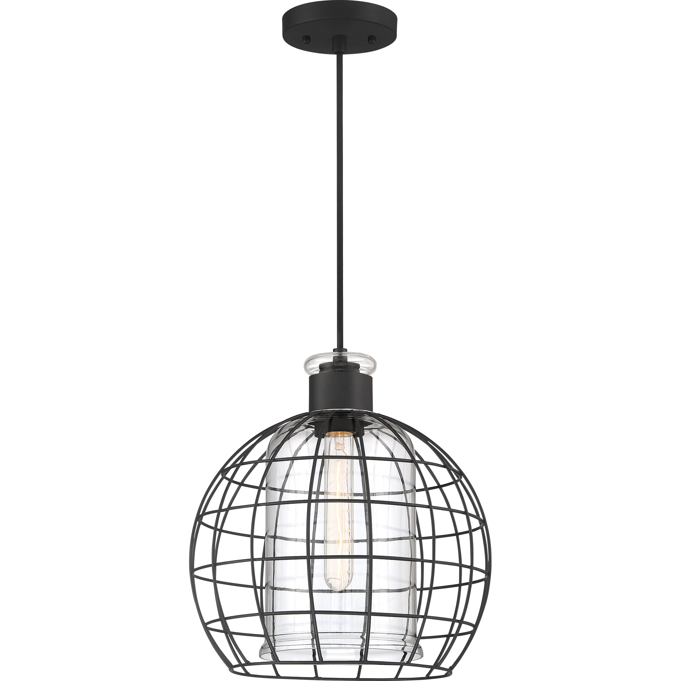 Quoizel Whitman 12" Pendant Light in Matte Black