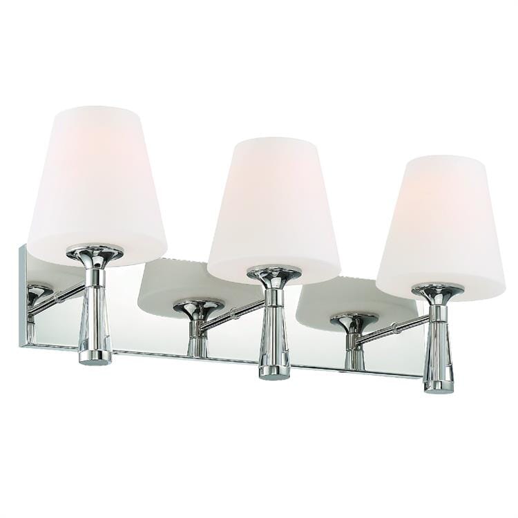 Crystorama Ramsey 3-Light Bathroom Vanity Light in Polished Nickel